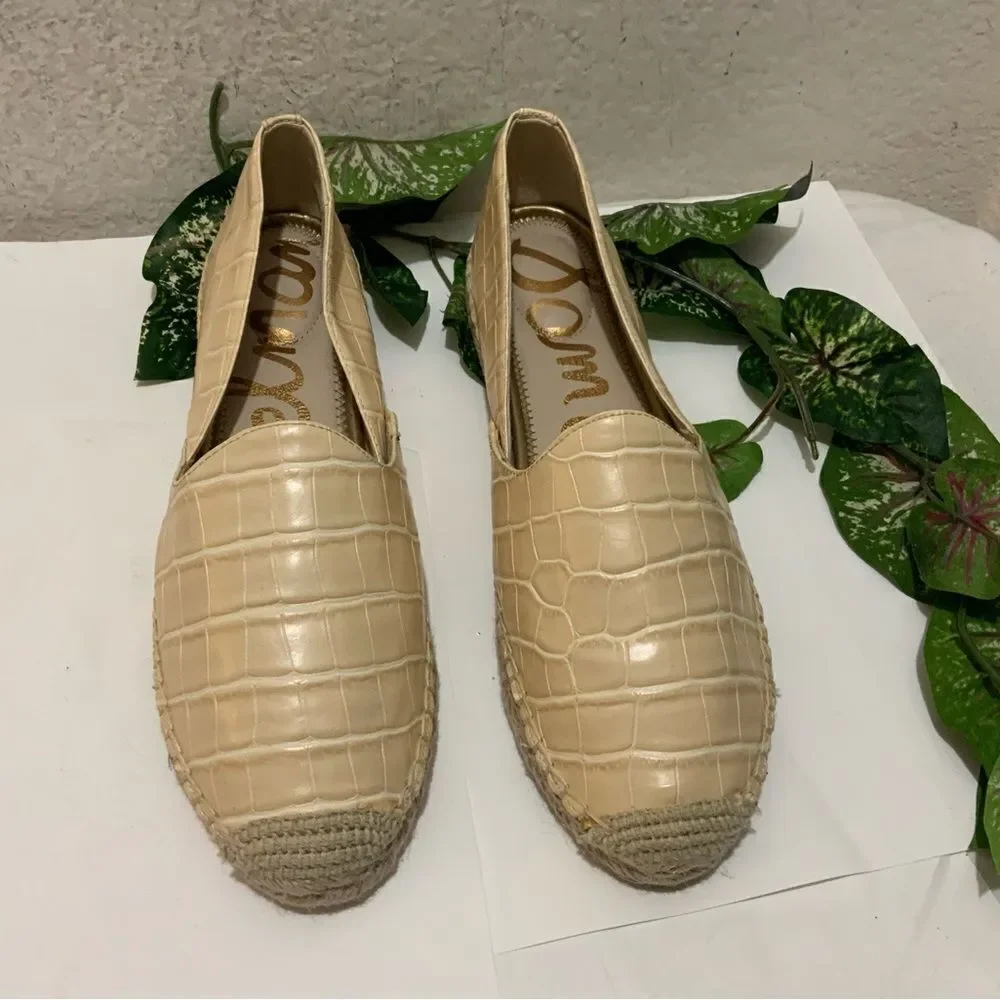 Sam Edelman Leather Slip-On FLAT Espadrilles Kesia Eggshell LEATHER SIZE 10.5